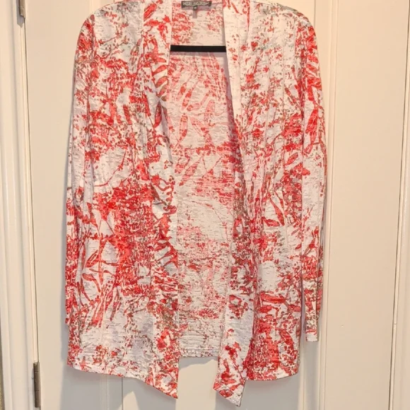 Stylish Red and White Women's Cardigan - Picture 2 of 6